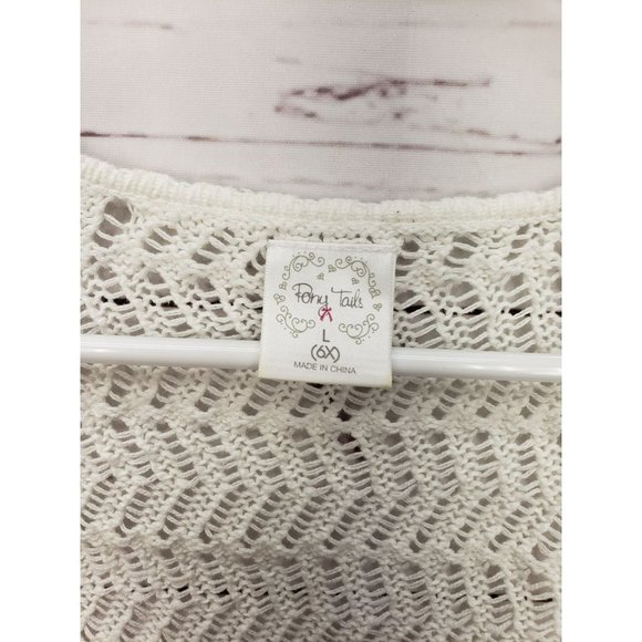 Pony Tails Cardigan Girls L 6x Stretch Open Dress Cover Up Modest‎ Crochet Knit - Picture 6 of 8